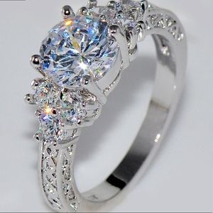 Promise Ring Silver plated Zircon NWT Sz 6.5